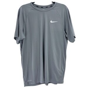 Nike Swim Dri FIT Gray Short Sleeve Rash Guard‎ UPF 40+ Men's Size Large